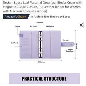 A6 Notebook Binder, 6 Ring Planner with Stylish Design